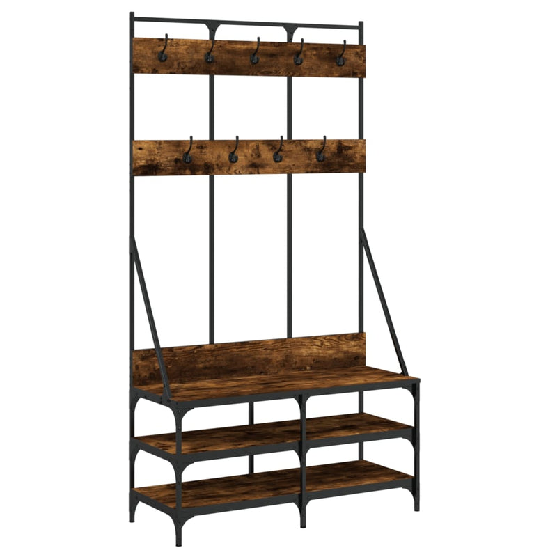 Load image into Gallery viewer, Vidaxl kledingrek met schoenenrek 100x40x184 cm gerookt eikenkleurig

