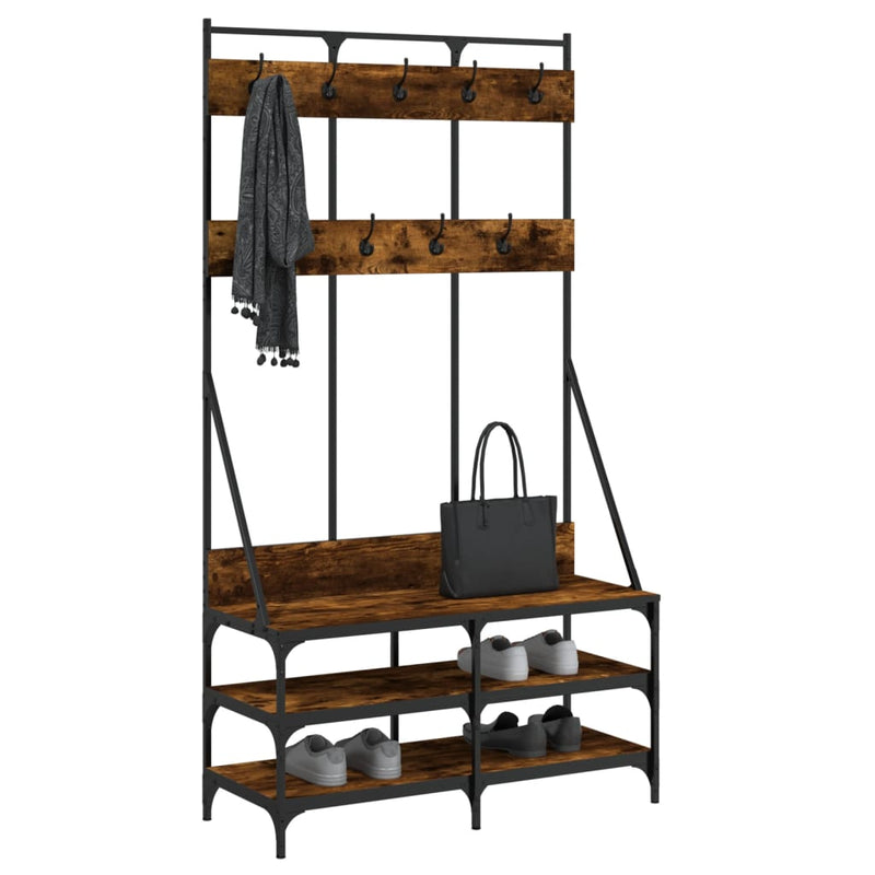 Load image into Gallery viewer, Vidaxl kledingrek met schoenenrek 100x40x184 cm gerookt eikenkleurig
