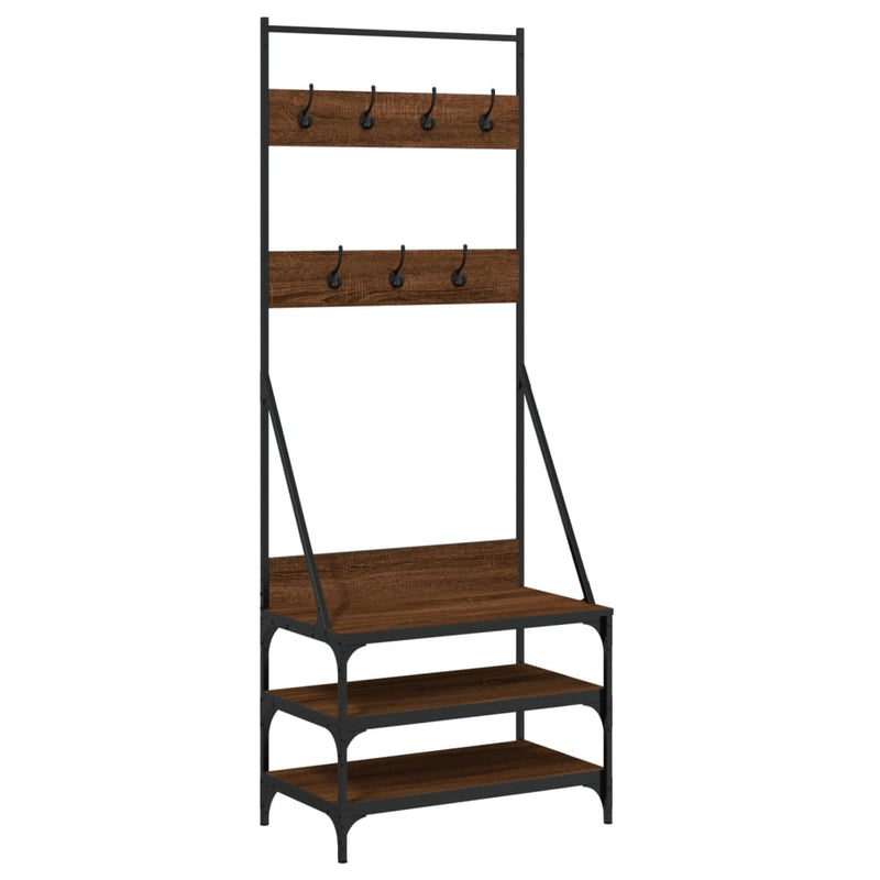 Load image into Gallery viewer, Vidaxl kledingrek met schoenenrek 70x40x184 cm bruin eikenkleur
