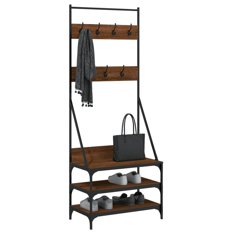 Load image into Gallery viewer, Vidaxl kledingrek met schoenenrek 70x40x184 cm bruin eikenkleur
