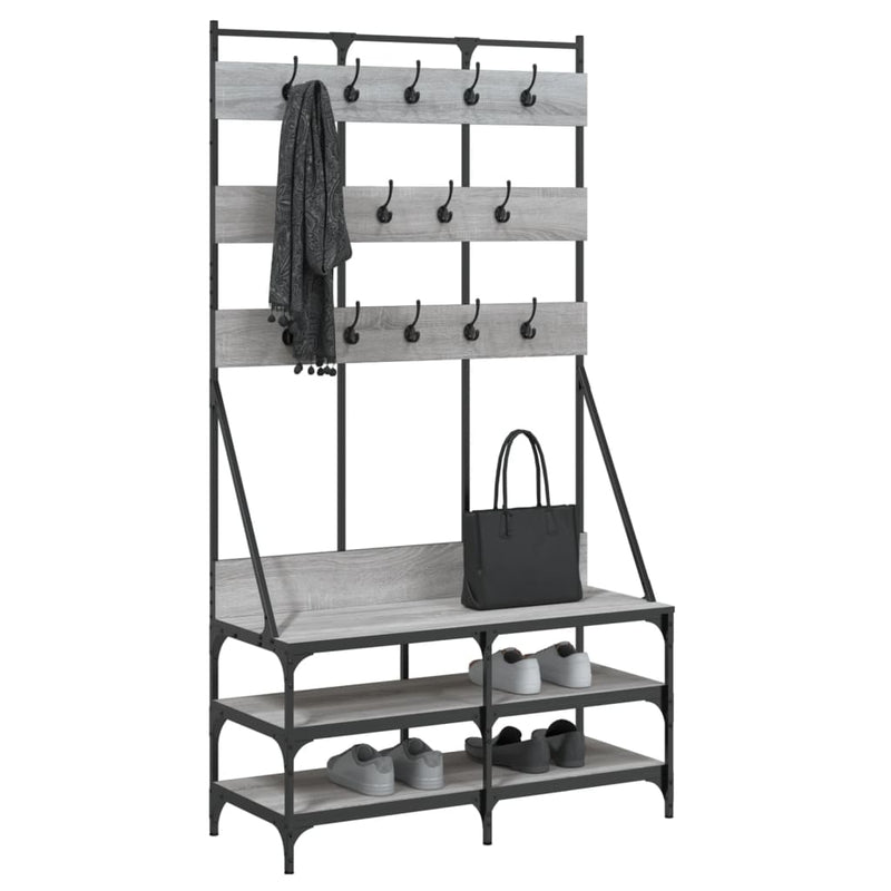 Load image into Gallery viewer, Vidaxl kledingrek met schoenenrek 100x40x184cm grijs sonoma eikenkleur
