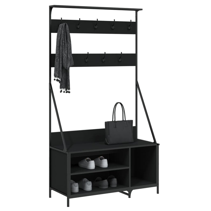 Load image into Gallery viewer, Vidaxl kledingrek met schoenenrek 100x41x184 cm zwart
