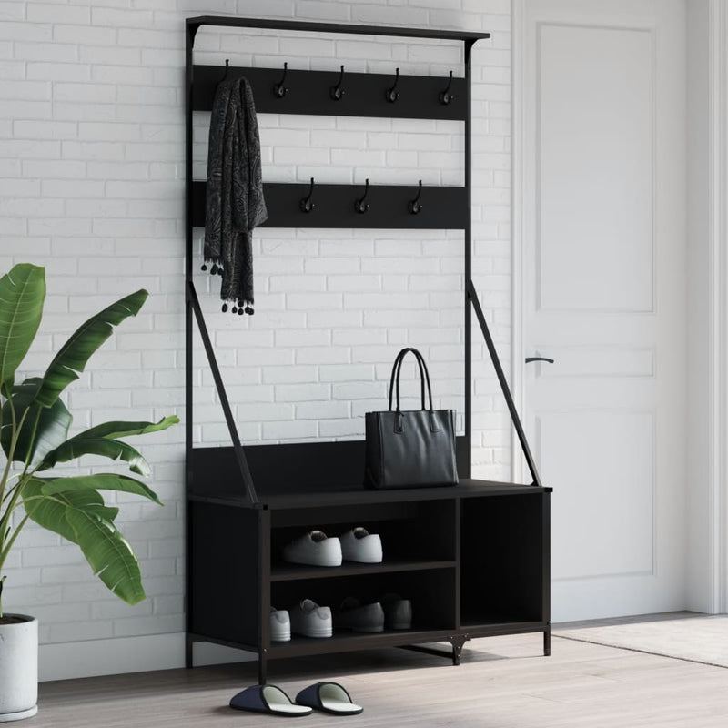 Load image into Gallery viewer, Vidaxl kledingrek met schoenenrek 100x41x184 cm zwart
