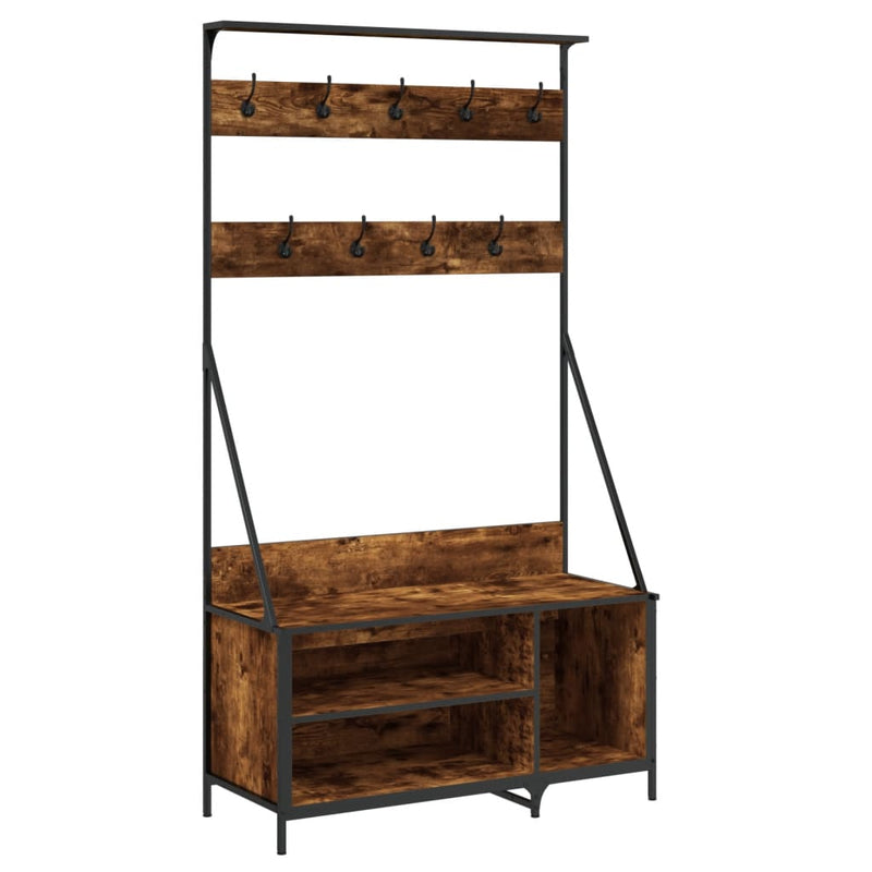 Load image into Gallery viewer, Vidaxl kledingrek met schoenenrek 100x41x184 cm gerookt eikenkleurig
