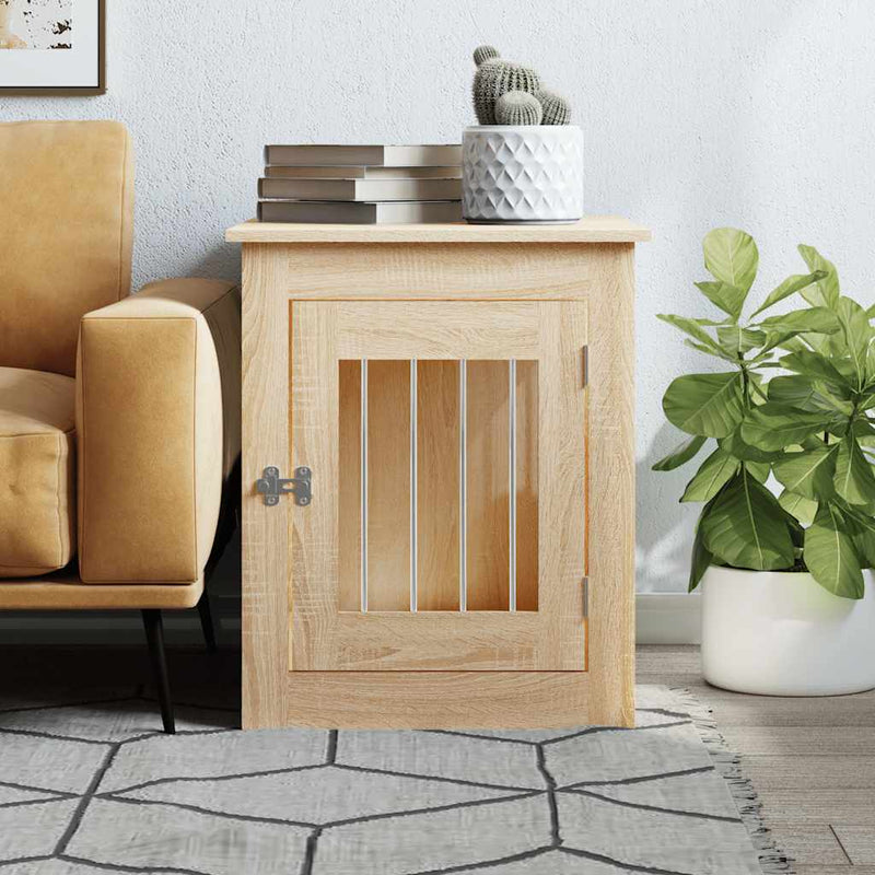 Laden Sie das Bild in Galerie -Viewer, Vidaxl hondenbench 55x75x65 cm bewerkt hout sonoma eikenkleurig

