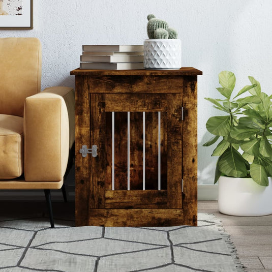 Vidaxl hondenbench 55x75x65 cm bewerkt hout gerookt eikenkleurig
