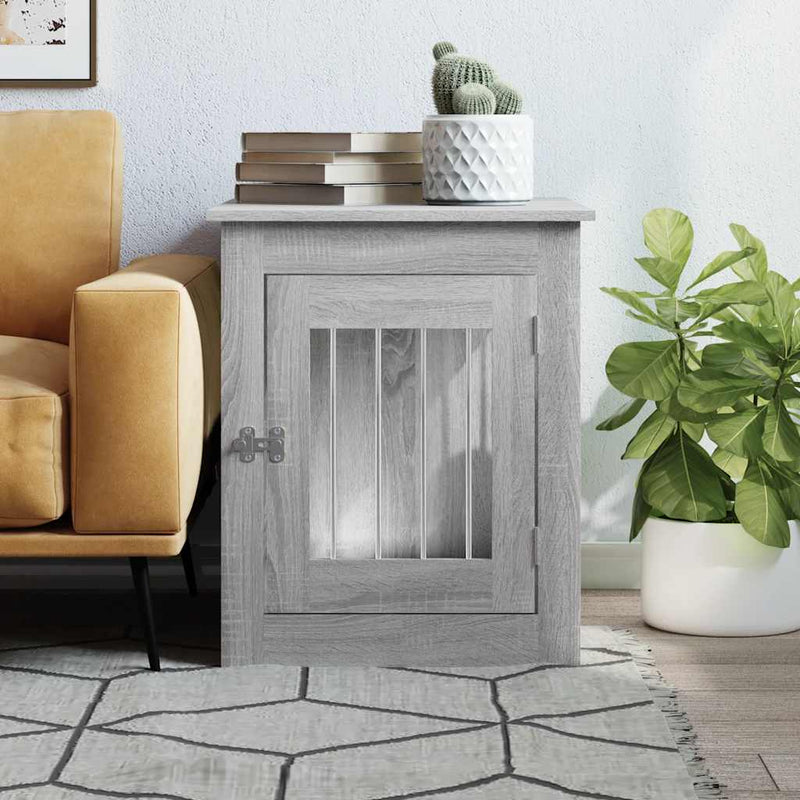 Load image into Gallery viewer, Vidaxl hondenbench 55x75x65 cm bewerkt hout grijs sonoma
