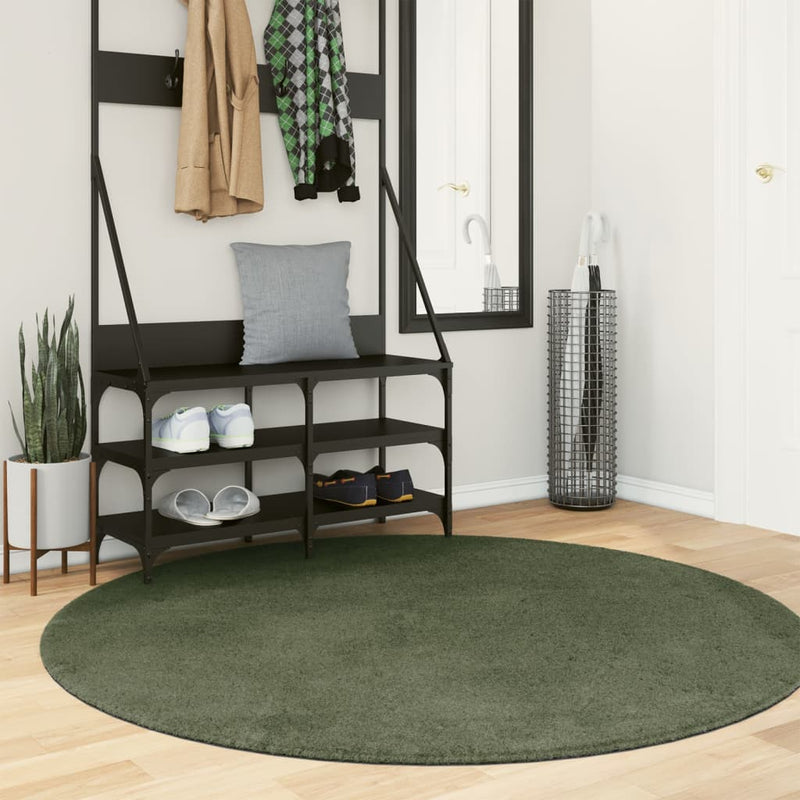 Load image into Gallery viewer, Vidaxl vloerkleed huarte laagpolig zacht wasbaar ø 160 cm bosgroen
