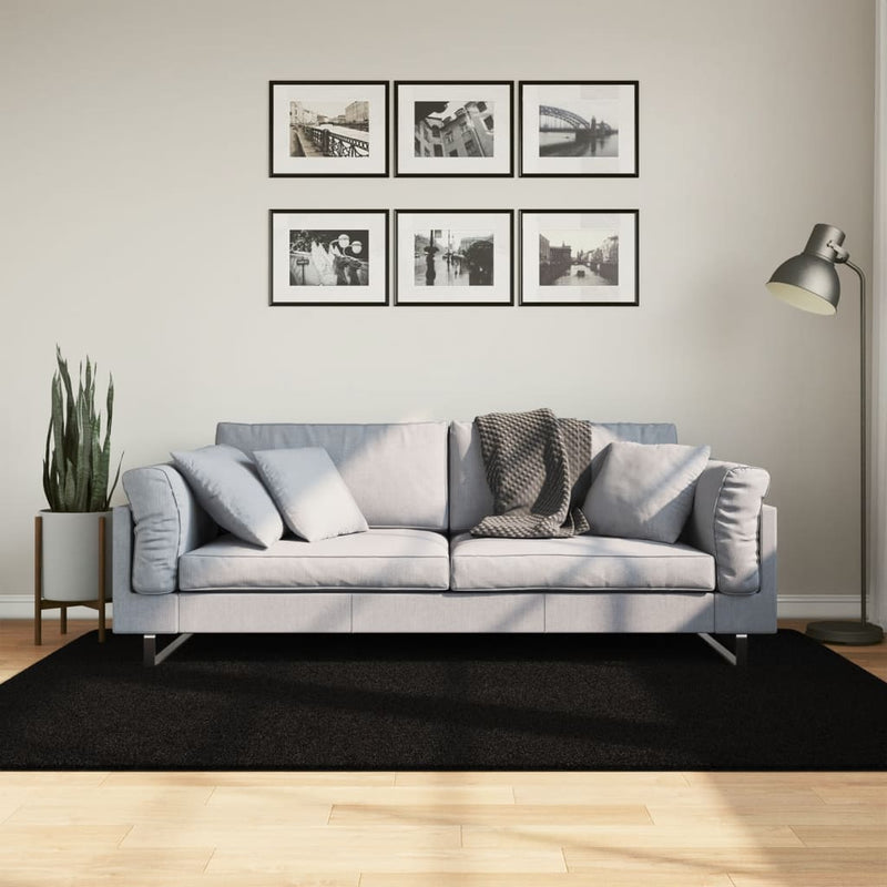 Load image into Gallery viewer, Vidaxl vloerkleed huarte laagpolig zacht wasbaar 140x200 cm zwart

