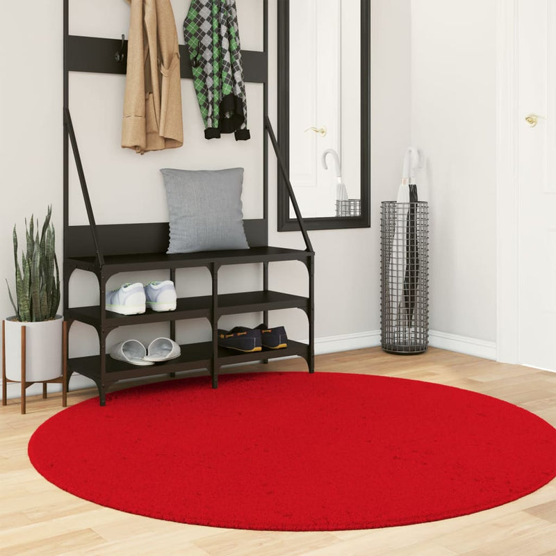 Load image into Gallery viewer, VidaXL Vloerkleed HUARTE laagpolig zacht wasbaar Ø 160 cm rood
