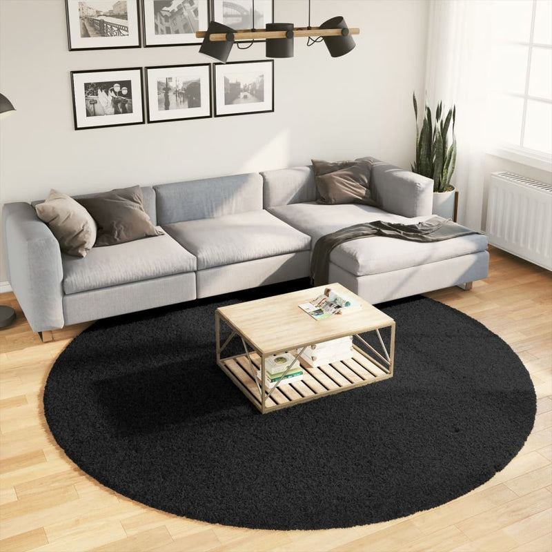 Load image into Gallery viewer, Vidaxl vloerkleed pamplona shaggy hoogpolig modern ø 240 cm zwart
