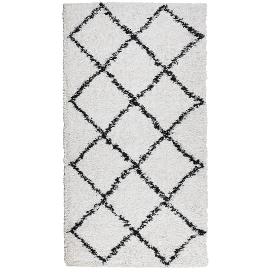 Vidaxl vloerkleed pamplona shaggy hoogpolig 60x110 cm crème en zwart