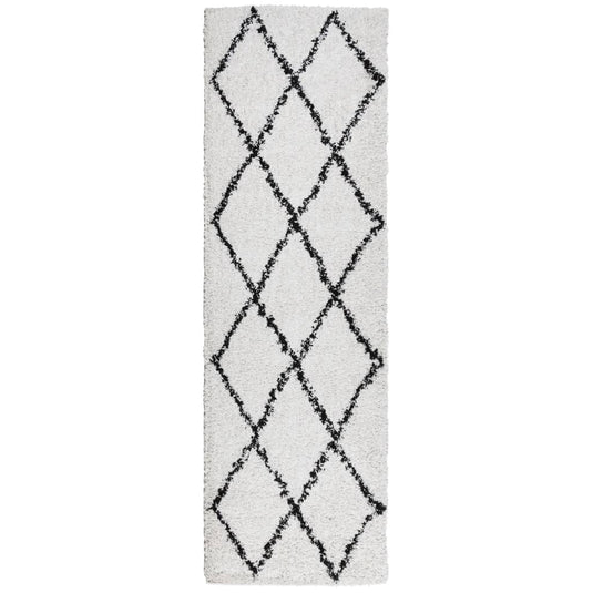 Vidaxl vloerkleed pamplona shaggy hoogpolig 80x250 cm crème en zwart