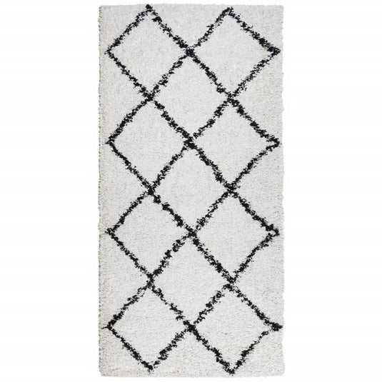 Vidaxl vloerkleed pamplona shaggy hoogpolig 100x200 cm crème en zwart