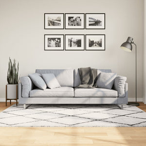 Vidaxl vloerkleed shaggy hoogpolig modern 140x200 cm crème en zwart