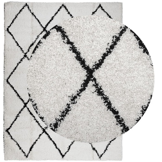 Vidaxl vloerkleed pamplona shaggy hoogpolig 300x400 cm crème en zwart
