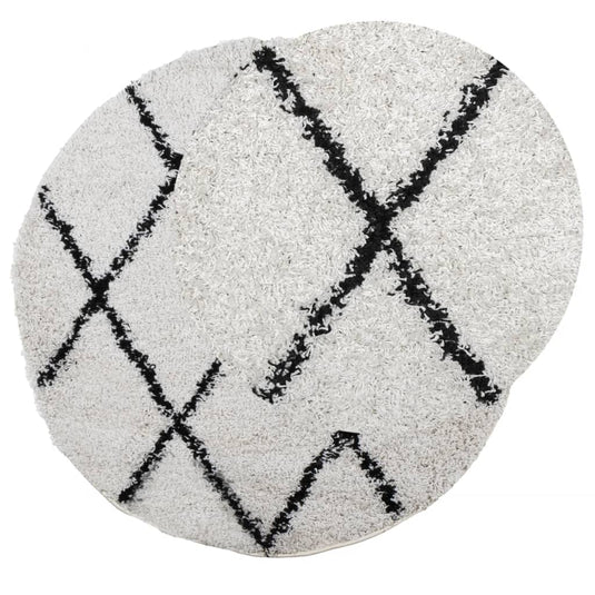 Vidaxl vloerkleed pamplona shaggy hoogpolig ø 120 cm crème en zwart