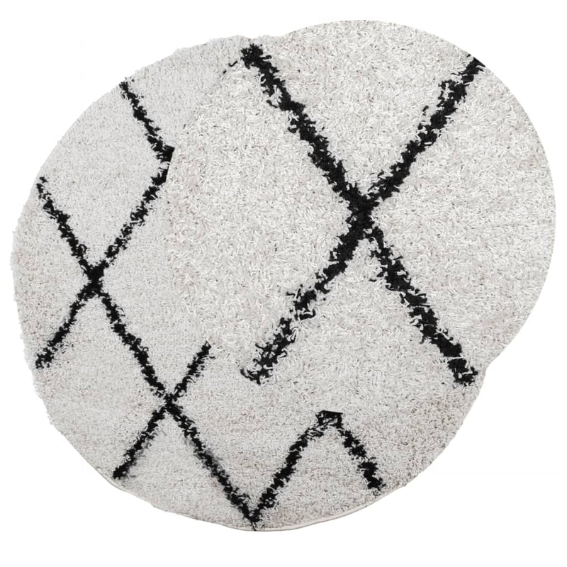 Load image into Gallery viewer, Vidaxl vloerkleed pamplona shaggy hoogpolig ø 280 cm crème en zwart
