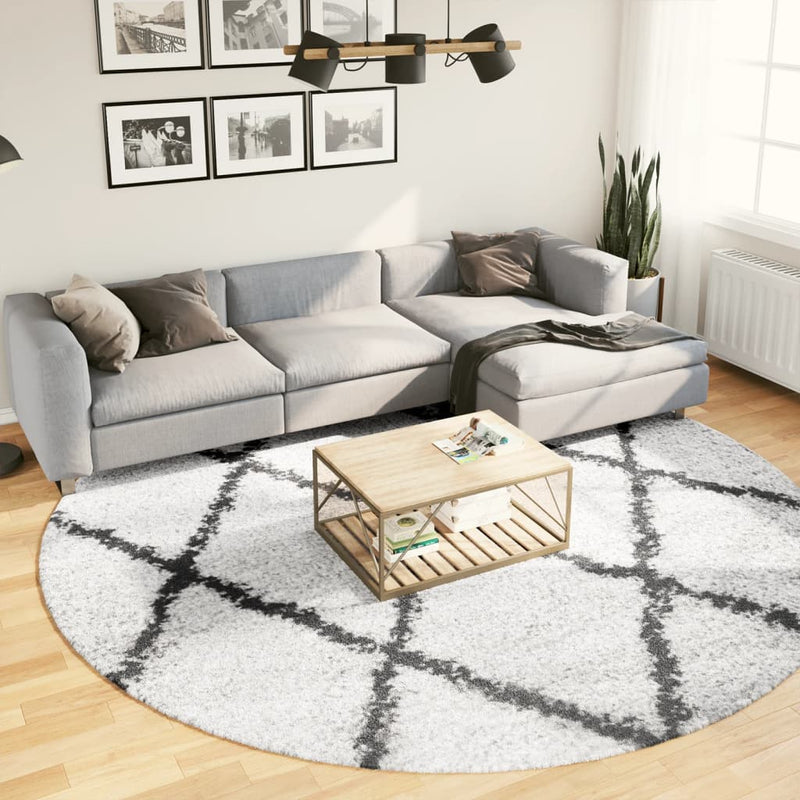 Load image into Gallery viewer, Vidaxl vloerkleed pamplona shaggy hoogpolig ø 280 cm crème en zwart
