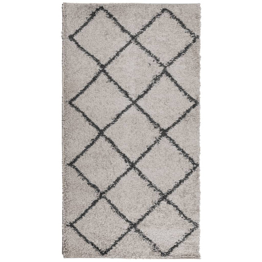 Vidaxl vloerkleed pamplona shaggy hoogpolig 60x110 cm beige antraciet