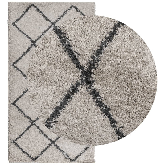 Vidaxl vloerkleed pamplona shaggy hoogpolig 60x110 cm beige antraciet