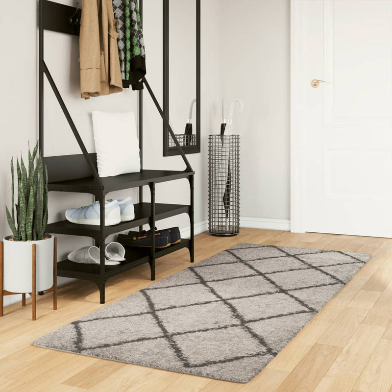 Load image into Gallery viewer, Vidaxl vloerkleed pamplona shaggy hoogpolig 80x200 cm beige antraciet
