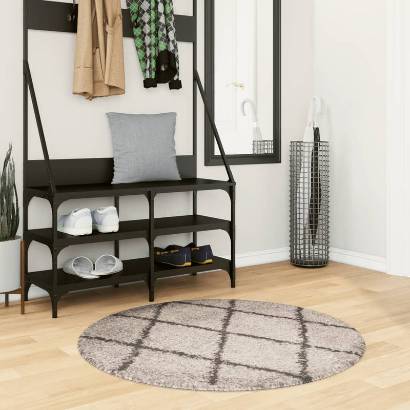 Load image into Gallery viewer, Vidaxl vloerkleed pamplona shaggy hoogpolig ø 100 cm beige antraciet
