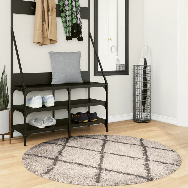Load image into Gallery viewer, Vidaxl vloerkleed pamplona shaggy hoogpolig ø 120 cm beige antraciet
