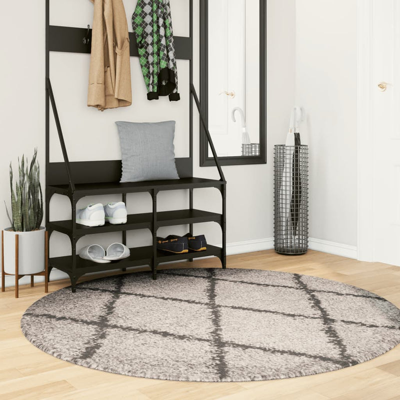 Load image into Gallery viewer, Vidaxl vloerkleed pamplona shaggy hoogpolig ø 160 cm beige antraciet
