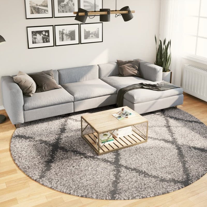Load image into Gallery viewer, Vidaxl vloerkleed pamplona shaggy hoogpolig ø 280 cm beige antraciet
