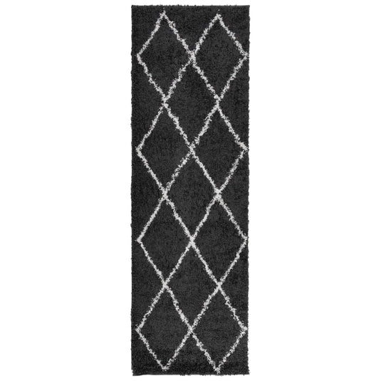 Vidaxl vloerkleed pamplona shaggy hoogpolig 80x250 cm zwart en crème