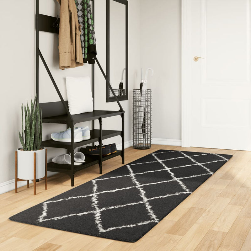 Load image into Gallery viewer, Vidaxl vloerkleed pamplona shaggy hoogpolig 80x250 cm zwart en crème
