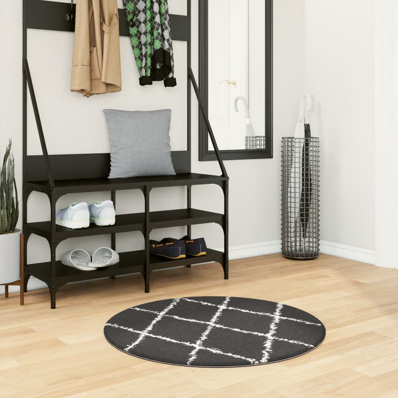 Load image into Gallery viewer, Vidaxl vloerkleed shaggy hoogpolig modern ø 80 cm zwart en crème
