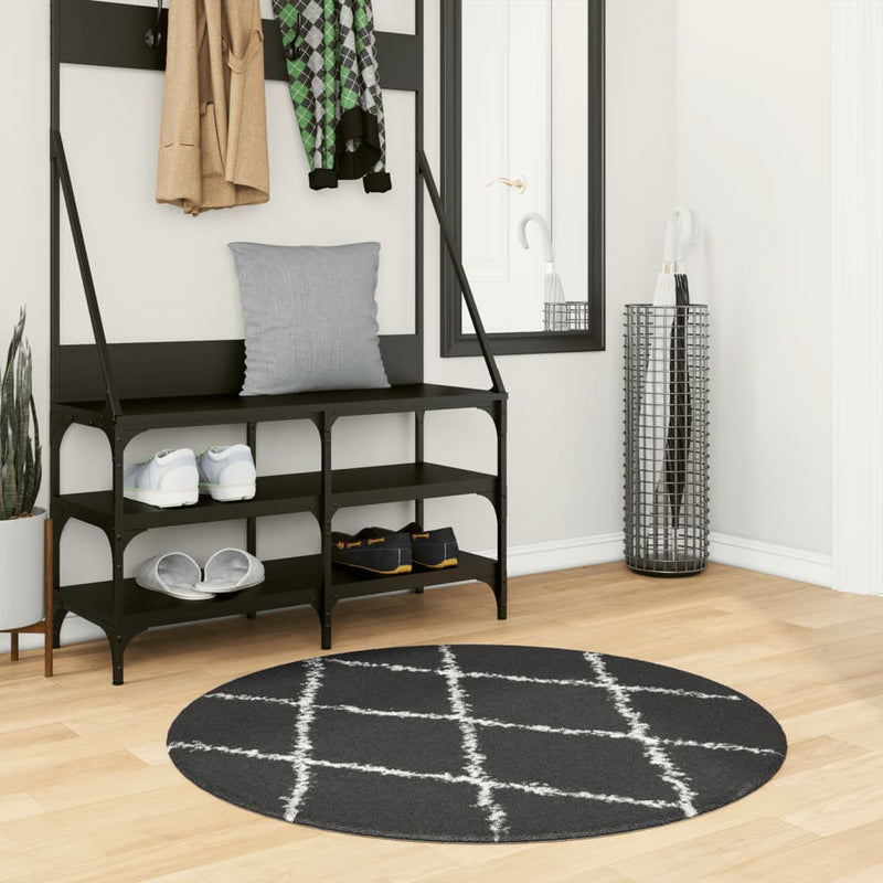 Load image into Gallery viewer, Vidaxl vloerkleed pamplona shaggy hoogpolig ø 100 cm zwart en crème
