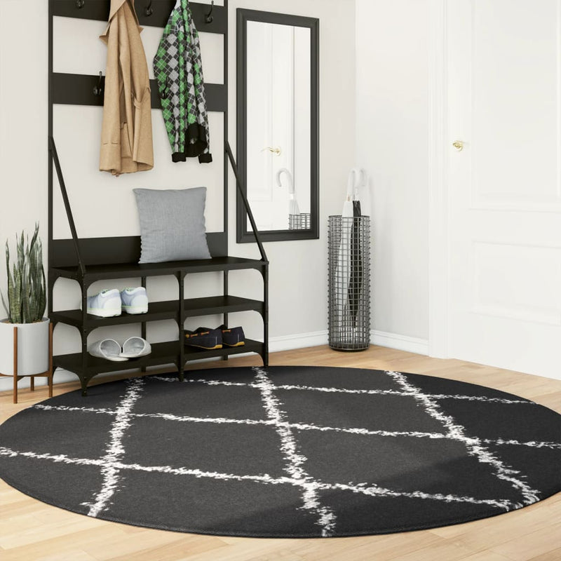 Load image into Gallery viewer, Vidaxl vloerkleed pamplona shaggy hoogpolig ø 200 cm zwart en crème
