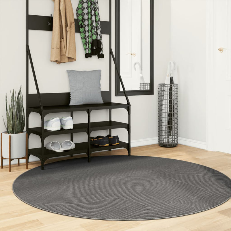 ギャラリービューアに画像をロードする, Vidaxl vloerkleed iza laagpolig scandinavisch ø 160 cm antraciet
