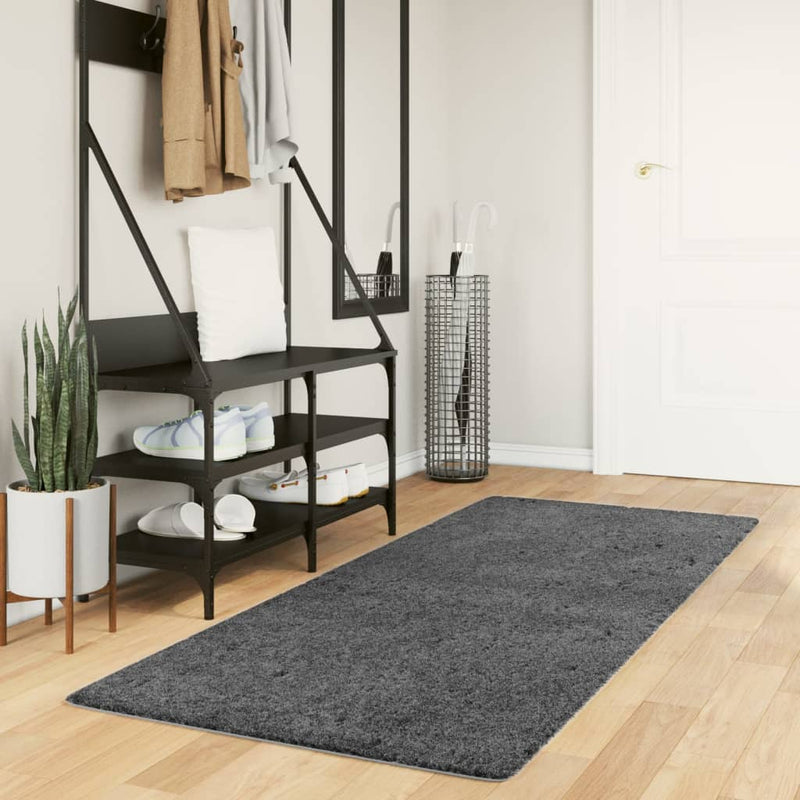 Load image into Gallery viewer, Vidaxl vloerkleed oviedo laagpolig 80x200 cm antracietkleurig
