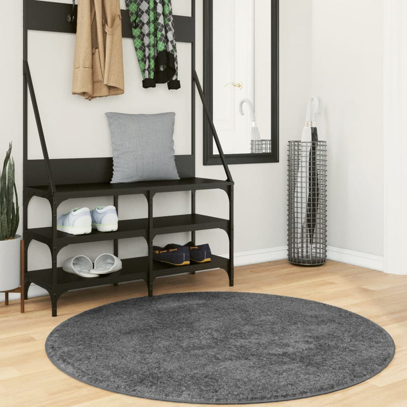 Load image into Gallery viewer, Vidaxl vloerkleed oviedo laagpolig ø 120 cm antracietkleurig

