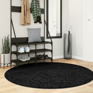 Vidaxl vloerkleed oviedo laagpolig ø 160 cm zwart