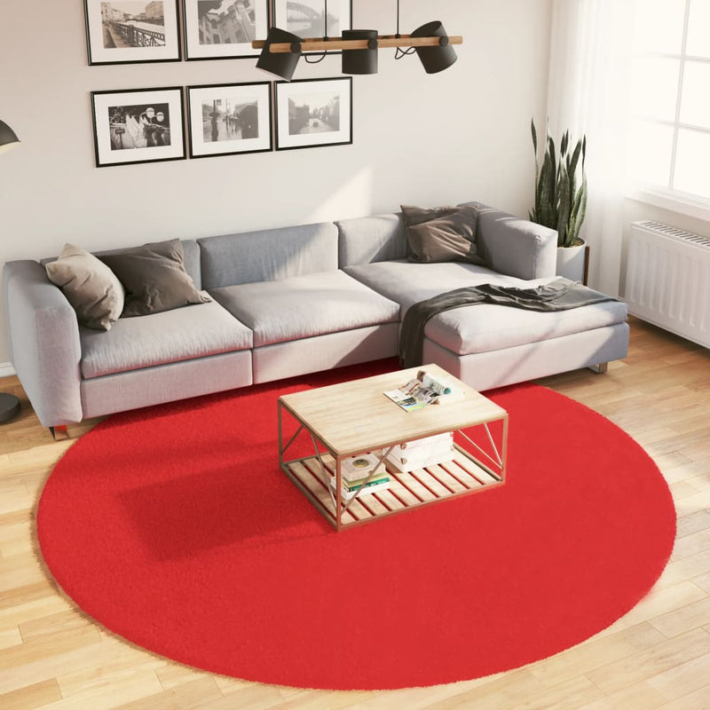 Load image into Gallery viewer, Vidaxl vloerkleed oviedo laagpolig ø 240 cm rood
