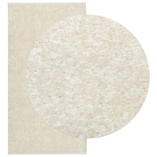 Vidaxl vloerkleed istan hoogpolig glanzend 80x150 cm crèmekleurig