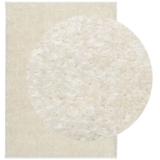 Vidaxl vloerkleed istan hoogpolig glanzend 200x280 cm crèmekleurig