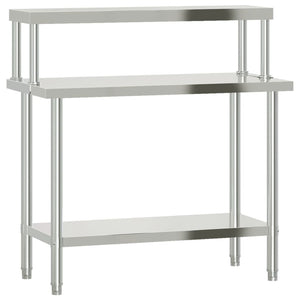 Vidaxl keukenwerktafel met bovenschap 110x55x120 cm roestvrij staal