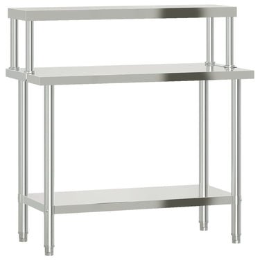 Vidaxl keukenwerktafel met bovenschap 110x55x120 cm roestvrij staal