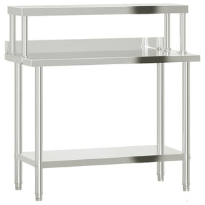 Vidaxl keukenwerktafel met bovenschap 110x55x120 cm roestvrij staal