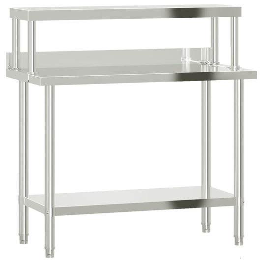 Vidaxl keukenwerktafel met bovenschap 110x55x120 cm roestvrij staal