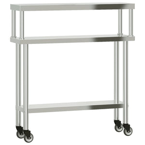 Vidaxl keukenwerktafel met bovenschap 110x30x120 cm roestvrij staal