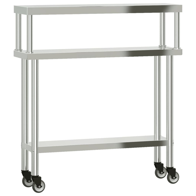 Afbeelding laden in galerijviewer, Vidaxl keukenwerktafel met bovenschap 110x30x120 cm roestvrij staal
