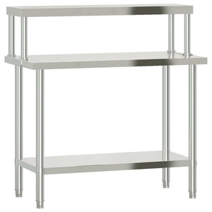 Vidaxl keukenwerktafel met bovenschap 110x55x120 cm roestvrij staal