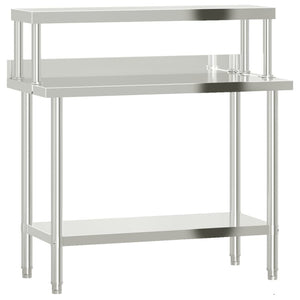 Vidaxl keukenwerktafel met bovenschap 110x55x120 cm roestvrij staal